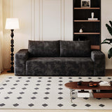 63" Cloud Loveseat Sofa, Modern Corduroy Boneless Couch with Deep Seat Memory Foam, Comfy 2 Seater Foam Floor Couches for Living Room Bedroom Apartment, No Assembly Required (Black, 63"+2 Seaters) YskdhfczQ