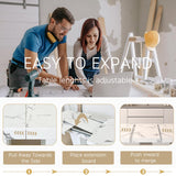 Henf 9 Pieces Extendable Dining Table Set for 8, 63"-79" White Marble Grain Extendable Kitchen Table Set w/8 Black Tufted Chairs,Mid-Century Modern Expandable Wood Dining Room Tables Set for 8 Henf