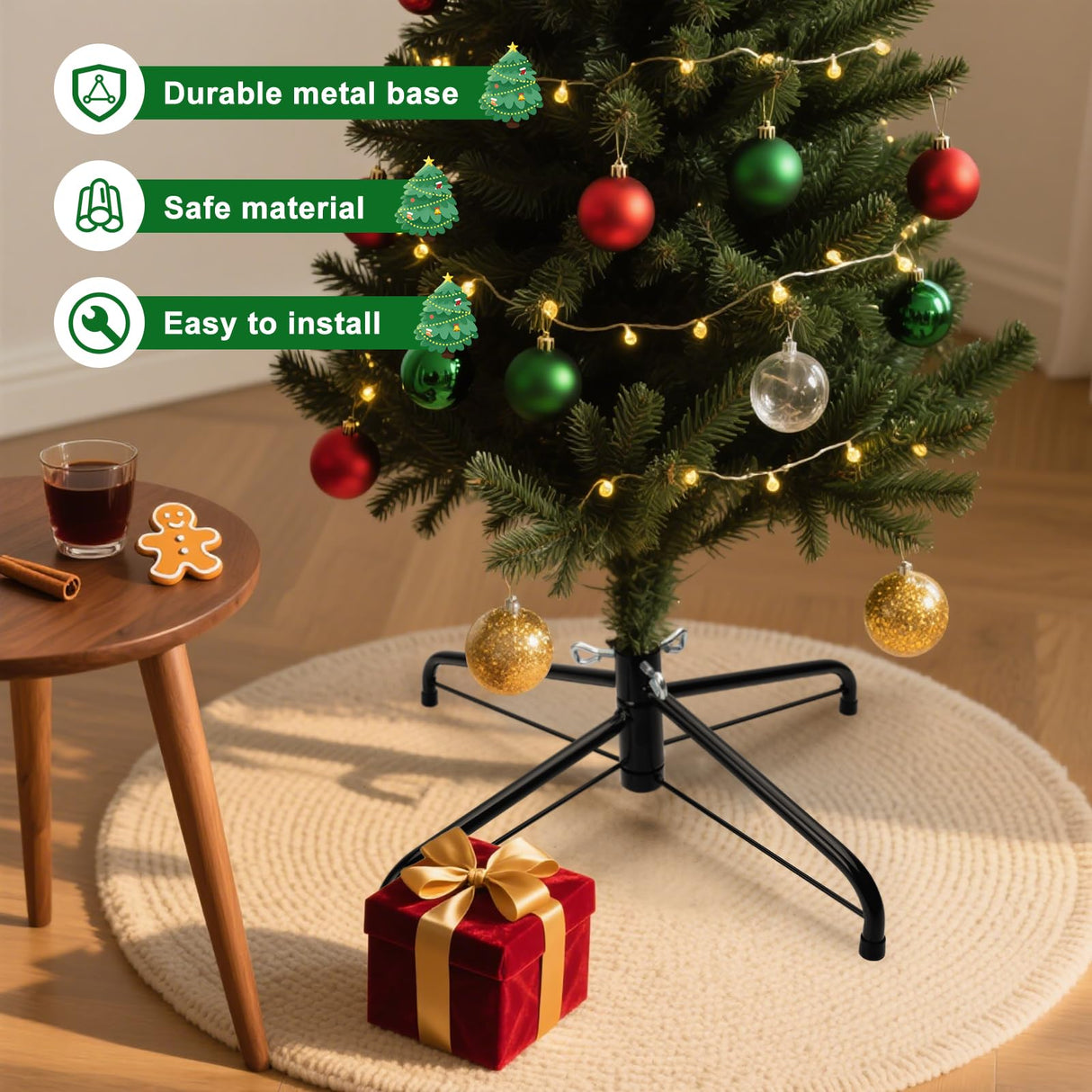 Christmas Tree Stands, Universal Folding Christmas Tree Stands For Fits 0.5-1.1 Inchs Tree Pole, 3 Ft To 8 Ft Artificial Trees WoodArtSupply