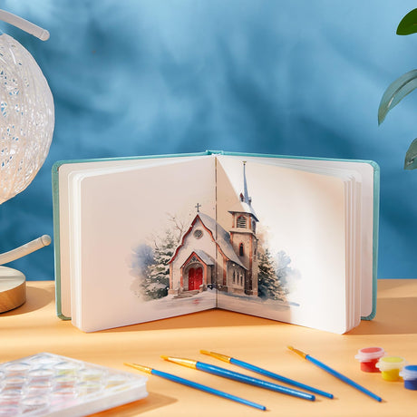 Dispowreath 5.5" x 5.5" Watercolor Sketchbook Journal Square Watercolor Notebook Cold Press 140lb 300gsm Cotton Paper 48 Pages Journals Notebook Paper Pads(Turquoise,5.5x5.5 in) Dispowreath