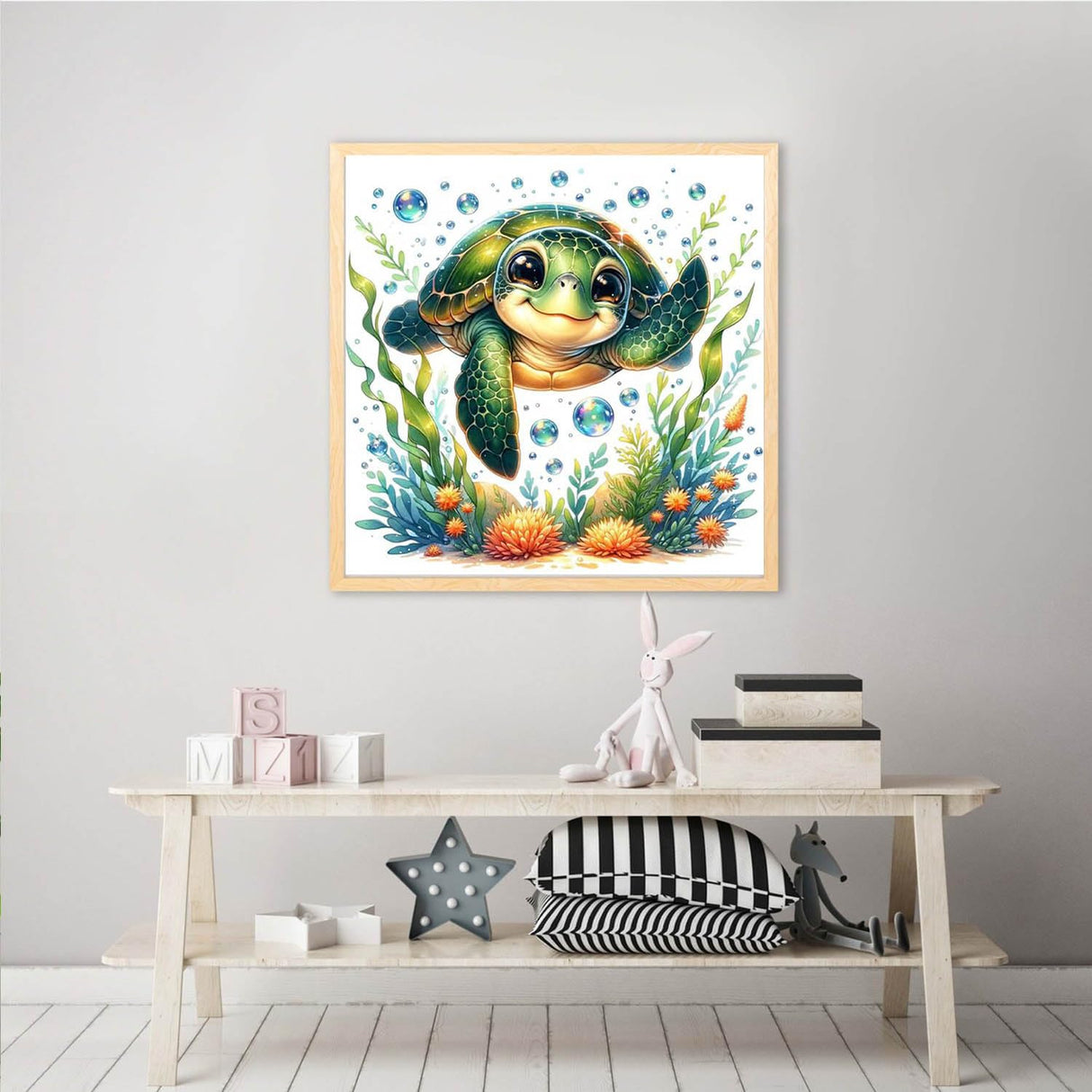 HOIYLDS Cute Turtle Diamond Painting Kits for Adults - Diamond Art Kits for Adults Beginner, DIY Full Drill Diamond Dots Paintings with Diamonds 5D Gem Art and Crafts Home Wall Decor 14x14inch HOIYLDS