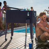 Giantex 80 Quart Rattan Rolling Cooler Cart Outdoor Patio Portable Party Drink Beverage Bar Cold Beach Chest Cart on Wheels, Brown Wicker, 32.7''(L) X18.9''(W) X43.3''(H) Giantex