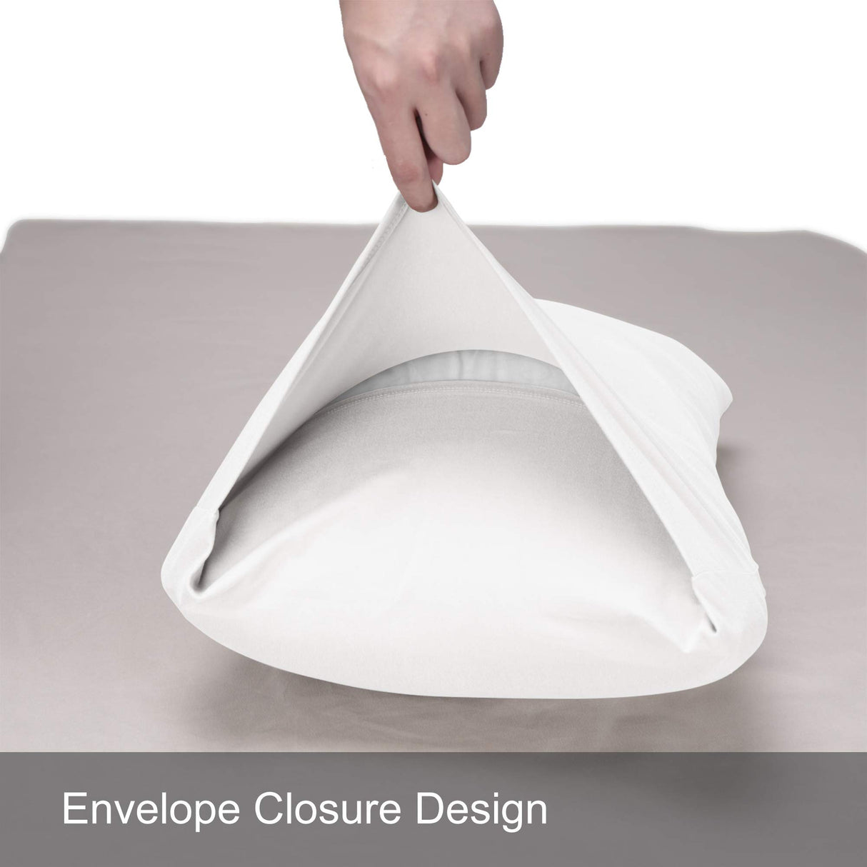 2-Pack Jersey Knit Pillow Cases Standard/Queen - Ultra Soft T-Shirt Like White Pillowcases Microfiber Blend - Envelope Closure Queen or Standard Size Set of 2, White N&Y HOME