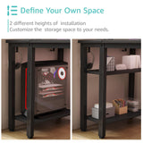 Lufeiya Gaming Desk with 4 Fabric Drawers & Storage Shelves, 55 inch Computer Writing Work Study Desk for Home Office Bedroom, Modern Simple Student PC Desks Table, Black Lufeiya