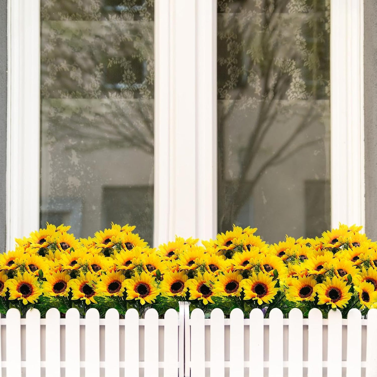 TURNMEON 28Pcs Sunflowers Artificial Flowers Bulk Spring Summer Decor, 4 Pack Fake Flowers Silk Faux Sunflower Bouquet Arrangement for Vase Wedding Table Home Porch Indoor Outdoor Cemetery Decorations TURNMEON
