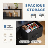 DUMOS TV Stand Dresser for Bedroom Entertainment Center with 5 Fabric Drawers Storage Organizers Units, Media Console Table with Open Shelf up for 45" Television for Living Room, Dorm, Classic Black DUMOS