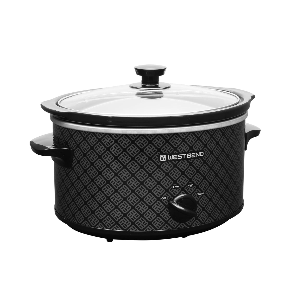 West Bend Slow Cooker 4-Quart Manual Crockery Style with Dishwasher Safe Oval Ceramic Crockpot and Glass Lid Two Temperature Settings Plus Keep Warm, 210-Watts, Black West Bend