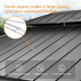 Warmally 12' x 16' Hardtop Gazebo, Outdoor Permanent Gazebo with Galvanized Steel Double Roof Canopy, Aluminum Frame Pavilion with Netting and Curtains for Patio, Deck, Backyard, Lawn and Gardens Warmally