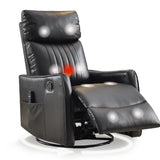 cinkehome Heated Massage Swivel Rocker Recliner Chair for Nursery - Small Space Reclining Chair with Lumbar Support, 360° Swivel & Gentle Rocking, Ergonomic High Back Faux Leather Black cinkehome