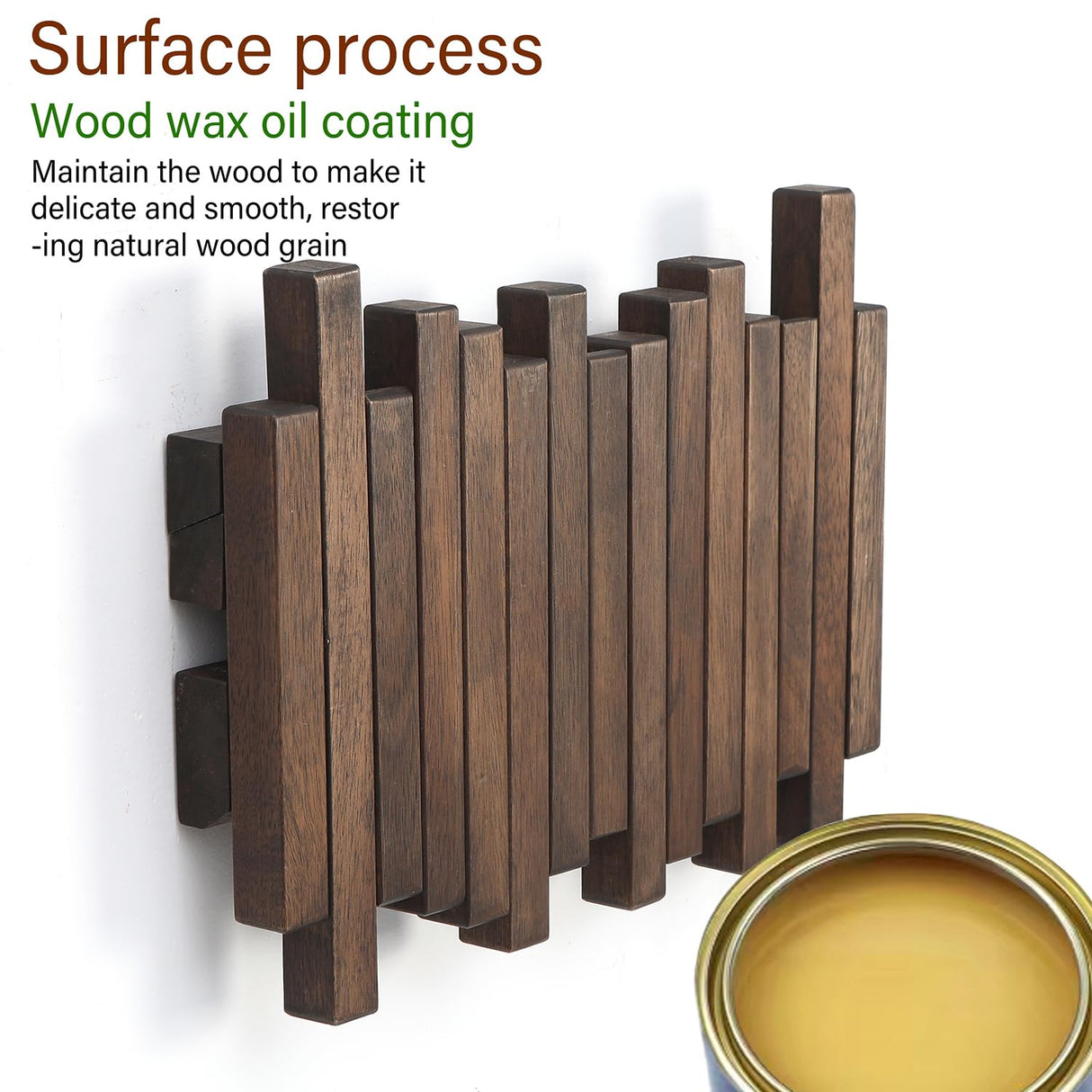 GOGREEBELL Natural Wood Wall Mounted Piano Coat Rack| Coat Rack Wall Mount| Flip Down Wall Hook Rack 3 Hooks| Entryway Wall Art Hook,Made of Acacia Wood (Dyed with Wood Wax Oil).Wall Art GOGREEBELL