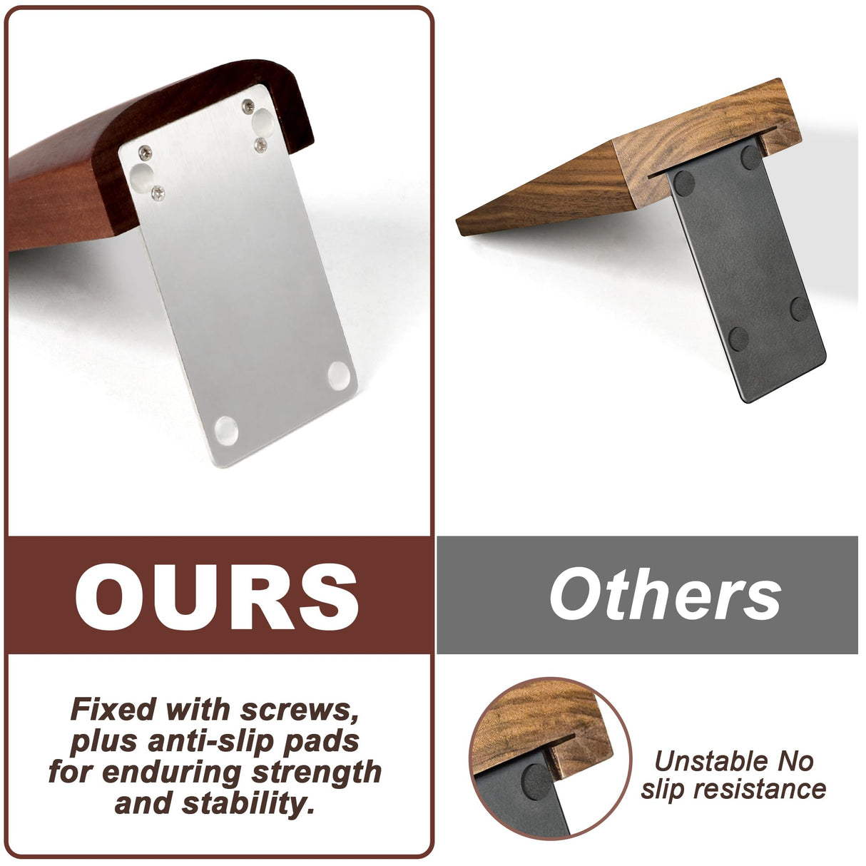 Bookends for Heavy Books with Non-Slip Pads, Handmade Walnut Decorative Shelves for Home/Office Decor, 2 Pcs Alyoen