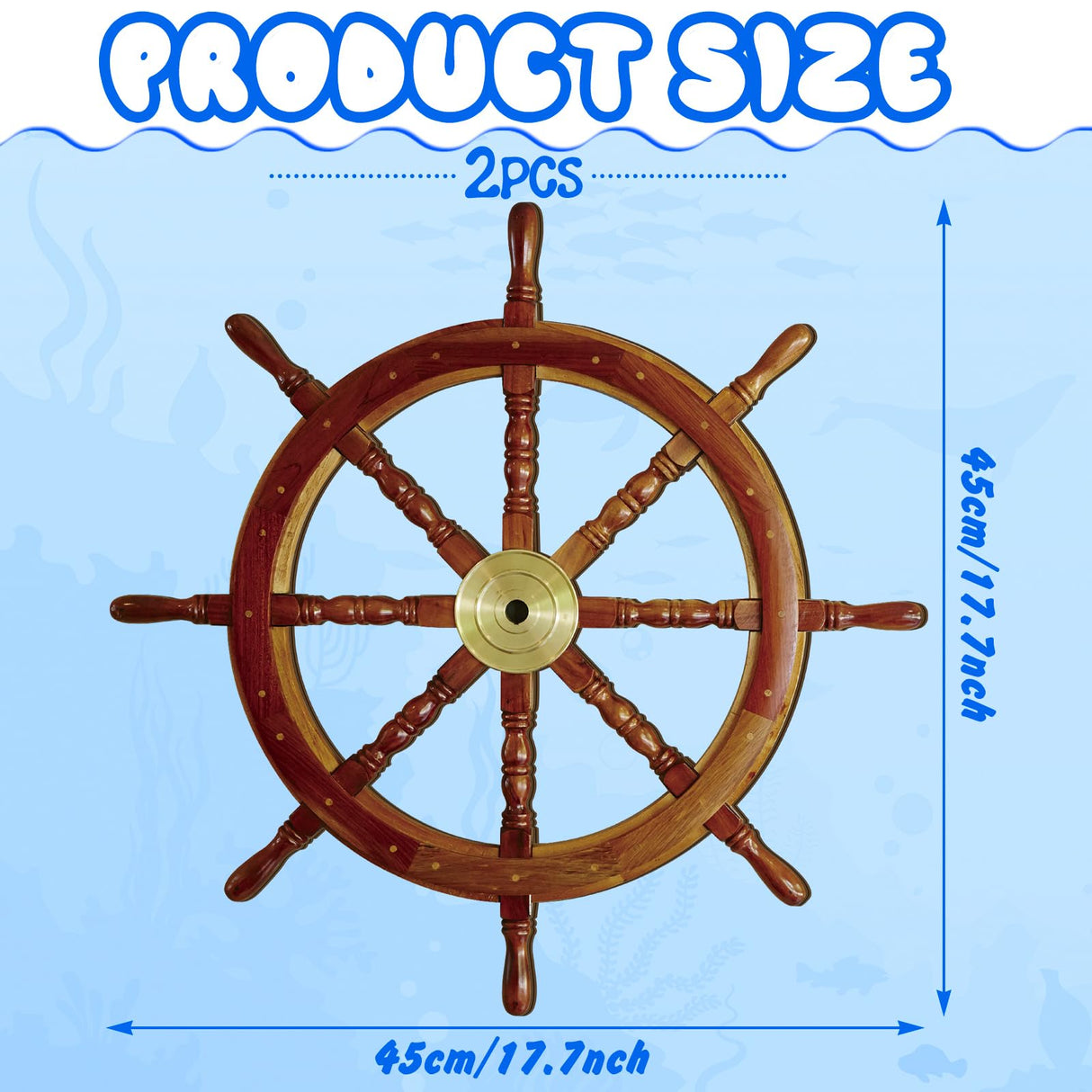 Tatuo 2 Pcs Ship Wheel Wall Decor Pirate Decorations Thin Flat Wooden Nautical Wall Art 2D Wood Beach Boat Cruise Ship Steering Wheel for Home Bedroom Decor(18 Inch) Tatuo