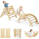 OLAKIDS Climbing Toys for Toddlers, 5 in 1 Kids Wooden Montessori Triangle Set Climber Toy with Ramp Ladder Arch Slide for Playground, Indoor Climb Activity Jungle Gym Play Structure for Boys Girls Olakids