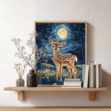 Deer Paint by Number for Adults, Forest Starry Night Landscape Paint by Numbers Kits, Cute Fawn Canvas Acrylic Painting, Wildlife Animal Poster Home Wall Decor(16x20inch) zouewit