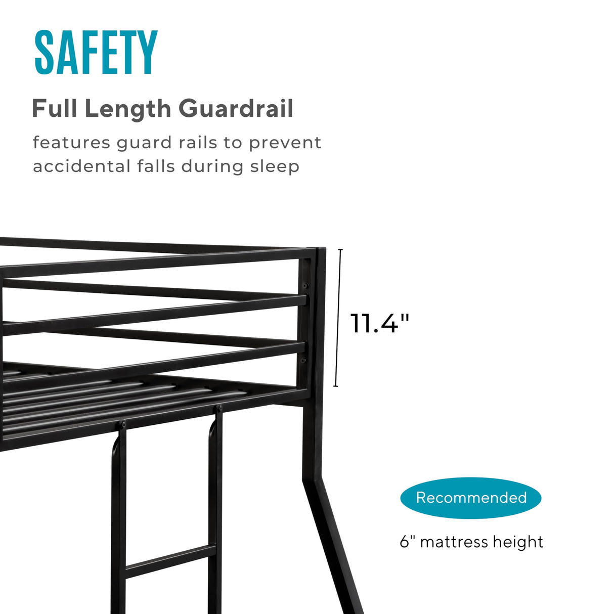 Furniture of America Dravenor Modern Metal Twin Over Full Low Profile Bunk Bed with Reversible Ladder and Twnty-Two Slats, No Box Spring Required, for Kids, Bedroom, Dorm, Black Furniture of America
