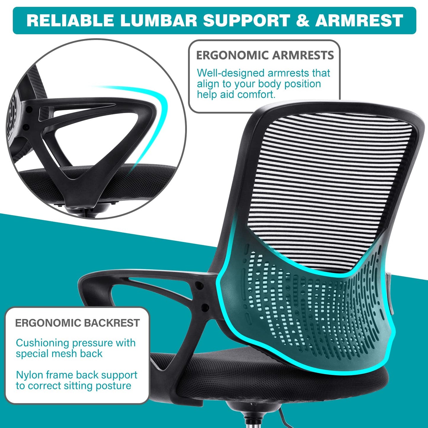 Tall Office Chair, Drafting Chair, Standing Desk Chair, High Adjustable Office Mesh Chair, Ergonomic Counter Height Computer Rolling Chair with Armrests and Foot-Ring for Bar Height Desk - WoodArtSupply