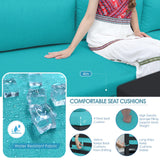 NICESOUL 13 Piece Large Modern Aluminum Patio Furniture Set, Rust Water Resistant Modular Outdoor Conversation Set with Chaise & Fire Pit Table, 500 lbs Durable Modular Sectional Sofa for Deck, Teal NICESOUL