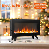 16" Small Electric Fireplace Heater - Desk Space Heater with Realistic Led 3D Flames, Freestanding Fire Places Electric Fireplace Stove, Infrared Heater Indoor, 750 | 1500w, Overheating Protection FLAME&SHADE