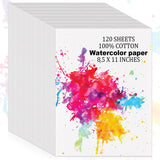 Augacage 120 Sheets 100% Cotton Watercolor Paper Bulk, 8.5" x 11" 140lb/300 GSM Cold Press Water Color Paper White Paint Paper Suitable for Kids Adult Watercolor Drawing Augacage