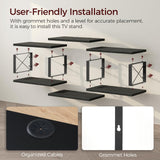 MAHANCRIS Floating TV Stand with Power Outlet, Wall-Mounted Entertainment Console Center with Storage, Floating TV Shelf for Under TV Storage, for Living Room, Bedroom, Black TVHB101E01 MAHANCRIS