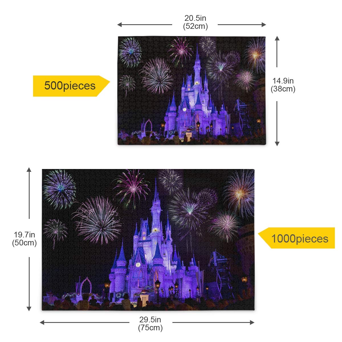 Castle with Firework Jigsaw Puzzle 500 Piece, Dream Castle Puzzle for Adults Kids DIY Gift SUABO