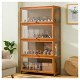 NENAGGE Curio Display Cabinet with Acrylic Doors for Collectibles Small Curio Cabinet 4 Tier 3 Tier Figures Display Case Toys Display Shelves Vitrina Storage Cabinet,Brown,4 Tier_Flip Up Door NENAGGE