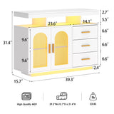 soges 39.4" LED Buffet Cabinet, Modern Sideboard Buffet with RGB 7-Color Light Strip, Large Kitchen Storage Cabinet with Storage for Bar, Office, Coffee Bar Station with 3 Drawers soges