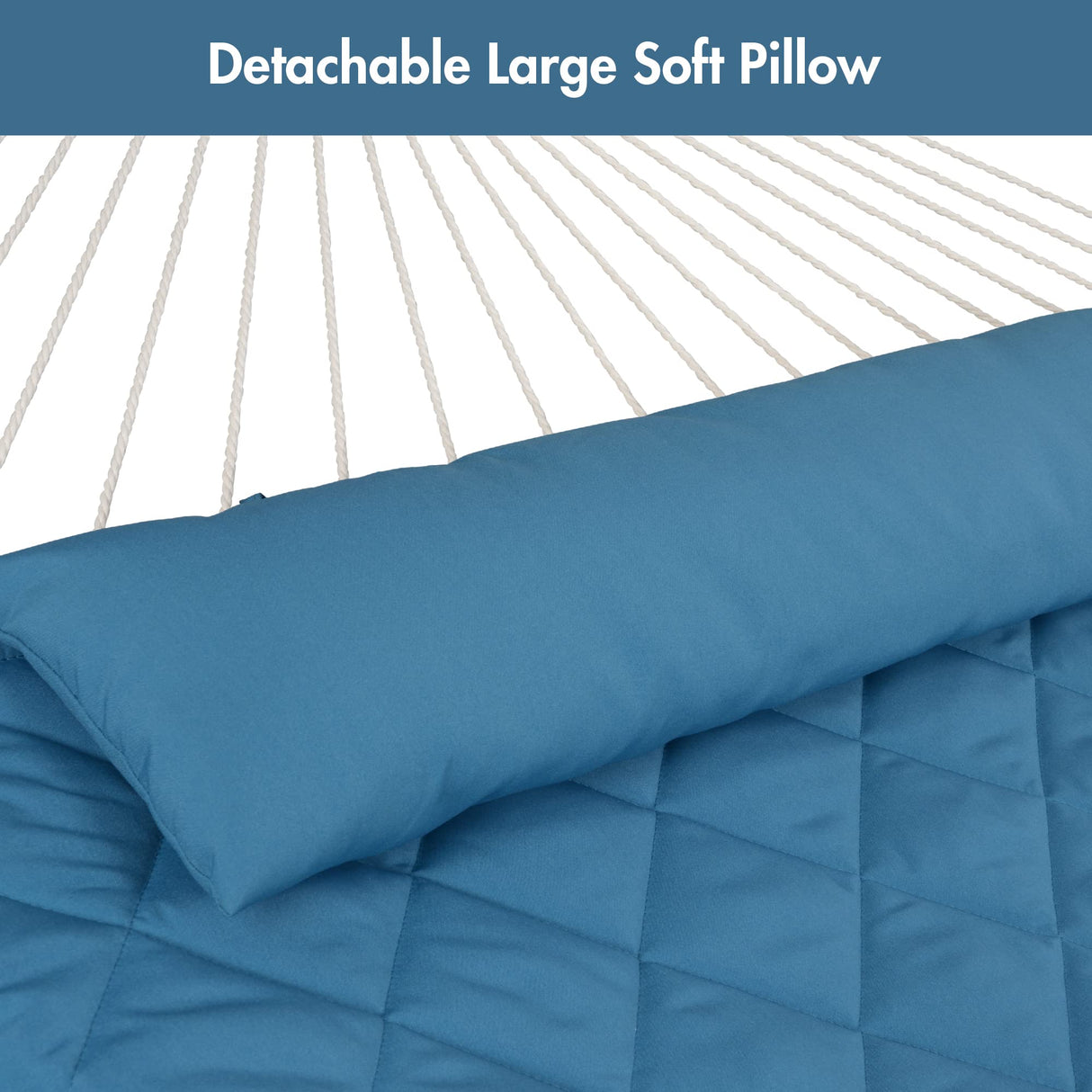 ANOW Double Hammock with Stand Included, Rope Hammock with Detachable Pillow and Pad for Outdoors Indoors, 450 LBS Weight Capacity, Blue ANOW