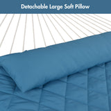 ANOW Double Hammock with Stand Included, Rope Hammock with Detachable Pillow and Pad for Outdoors Indoors, 450 LBS Weight Capacity, Blue ANOW