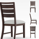 COLAMY Solid Wood Dining Chair Set of 6 with Fabric Upholstered Cushion, Ladder Back Farmhouse Kitchen Chair, Modern Two-Tone Chair for Home and Restaurant, Brown COLAMY