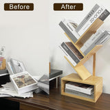 Bamboo 4 Tree Bookshelf Small Bookcase Free Standing Wood Bookcase for Narrow Space Modern Book Storage Rack for Books/Movies/CDs Narrow Display Rack for Living Room Home Office (Bamboo, 4-Tier) Sholramo