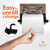 Autumn Alley Rustic Farmhouse Toilet Paper Holder Wall - Farmhouse Bathroom Country Decor Accessories with Warm Brown Wood, Galvanized Metal & Black Adds Western Decor Charm Autumn Alley