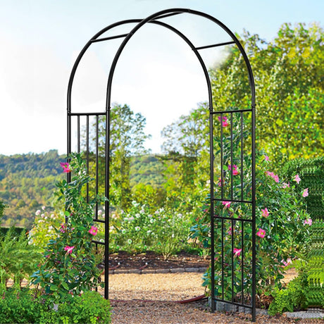 S AFSTAR 7.2Ft/86 Inches Metal Arch, Outdoor Garden Arch for Various Climbing Plant Flower, Wedding Backdrop Stand Arch Arbor for Wedding Garden Bridal Party Festival Decoration, Easy-to-Assemble S AFSTAR