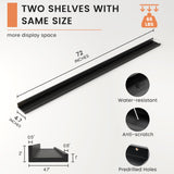 Picture Ledge Shelf, Floating Shelves Set of 2, 72 Inches Long Large Nursery Book Shelves for Toys Storage, Kids Bookshelf Wall Mounted for Living Room Bedroom Decor Books Photo Frames, Black FLYJOE