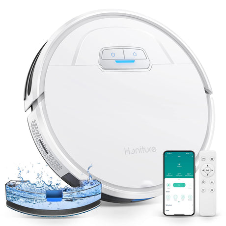 HONITURE Robot Vacuum and Mop Combo, 4000pa Strong Suction, G20 Robot Vacuum Cleaner with Self-Charging, 150Mins Max, App&Remote&Voice Control, Super-Slim, Ideal for Pet Hair HONITURE