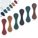 6 Pcs Magnetic Bookmarks, Personalized Bookmarks, Vintage Faux Leather Book Mark, Double-Sided Magnetic Bookmarks (Red+Green+Brown+Black+Blue+Coffee) flewfun