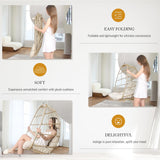 Swing Egg Chair Without Stand Indoor Outdoor Wicker Rattan Patio Basket Hanging Chair no Stand with UV Resistant Cushions 265lbs Capacity for Bedroom Balcony Patio (Beige) BULEXYARD