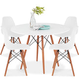Best Choice Products 5-Piece Dining Set, Compact Mid-Century Modern Table & Chair Set for Home, Apartment w/ 4 Chairs, Plastic Seats, Wooden Legs, Metal Frame - Brown/White Best Choice Products