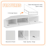 24/7 Shop at Home French 47 inch Modern Floating TV Console Table with 3D Wavy Panel Door, Wood Entertainment Center with Storage Space, Wall Corner Shelf for Living Room, Bedroom, Office, White Pure 24/7 Shop at Home