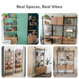 mopio Norwin Ladder Book Shelf, Wall-Mount Storage Rack, Wall Bookshelf, Farmhouse Industrial Bookcase, Narrow Slim Organizer, Steel Frame Display Shelves, Living Room, Bedroom (3-Tier Cabinet Double) mopio