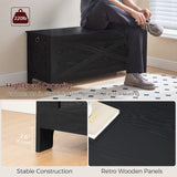 MAHANCRIS 47.2" Toy Chest, Sturdy Entryway Storage Chest with Safety Hinge, Retro Toy Box, Wooden Look Accent Furniture for Living Room, Bedroom, Black SCBK48801 MAHANCRIS