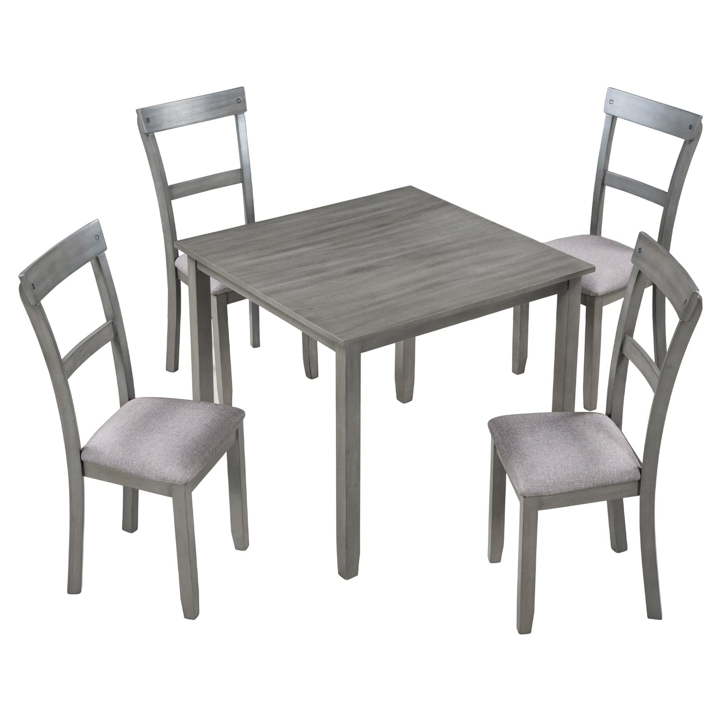 Bellemave 5 Piece Kitchen Dining Table Set, Industrial Wooden Table and 4 Upholstery Chairs, Kitchen Dining Table Set for 4 Persons, Dining Room Table and Chairs Set (Light Grey & Square Tabl - WoodArtSupply