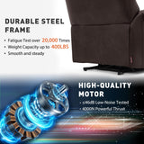 EONIX Dual Motor Lay Flat Power Recliner Chair, Mid Century Wingback Recliner with Independent Adjustable Backrest and Extended Footrest, 400lbs Heavy Duty, Breathable Faux Leather, Dark Brown EONIX