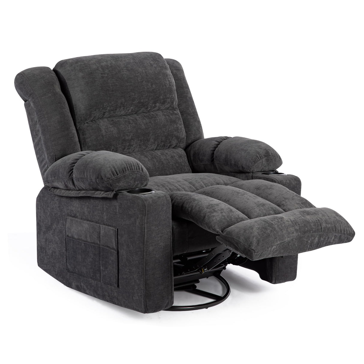 HOMYEDAMIC Recliner Chair Rocker Modern Ergonomic Lounge 360 Degree Swivel Single Sofa Seat Living Room Lounge Recliners (Americana, Grey - Chenille) HOMYEDAMIC