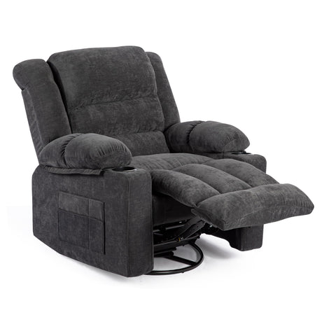 HOMYEDAMIC Recliner Chair Rocker Modern Ergonomic Lounge 360 Degree Swivel Single Sofa Seat Living Room Lounge Recliners (Americana, Grey - Chenille) HOMYEDAMIC