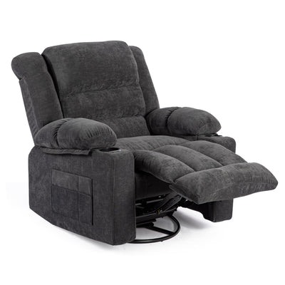 HOMYEDAMIC Recliner Chair Rocker Modern Ergonomic Lounge 360 Degree Swivel Single Sofa Seat Living Room Lounge Recliners (Americana, Grey - Chenille)