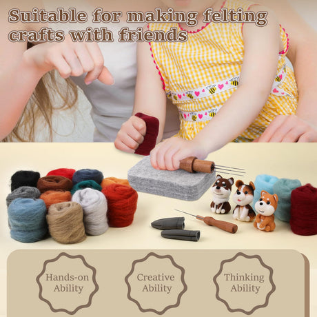 ZXIIXZ Needle Felting Kit, 24 Colors Felting Wool Kit with Felt Bag, Felting Needles, Pad, Felting Wool Bulk for DIY Needle Felting Beginner with Instructions ZXIIXZ