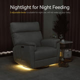 MCombo Oversized Swivel Glider Rocker Recliner with Adjustable Headrest, Dual Motor Power Recliner for Nursery, Led Nightlight, Fabric PR601 (Beige) MCombo