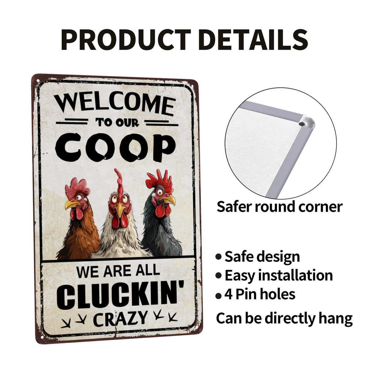 Chicken Coop Accessories Funny Chicken Signs Rooster Decorations Chicken Stuff For Farmhouse Farm Kicthen Decor Welcome To Our Coop 12x8 Inches Shannonsa