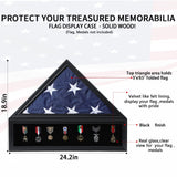 Zmiky Veteran Burial Flag Display Case American Flag Solid Wood Display Case Fits a 5 X 9.5 Flag Folded Military Shadow Box with Felt Lining Holder Zmiky